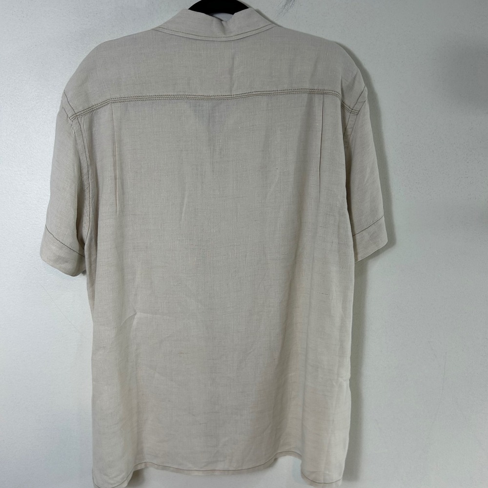 Tommy Bahama Relax Linen Button Up Short Sleeve Camp Shirt Beige‎ Large - Picture 2 of 13